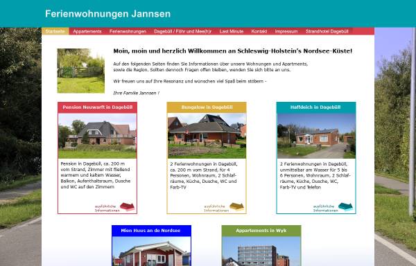Vorschau von www.ferienwohnungen-jannsen.de, Ferienwohnungen und Appartements Janssen