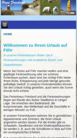 Vorschau der mobilen Webseite www.foehr-panse.de, Haus Friesland