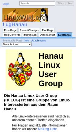 Vorschau der mobilen Webseite linuxwiki.de, Hanau - HuLug