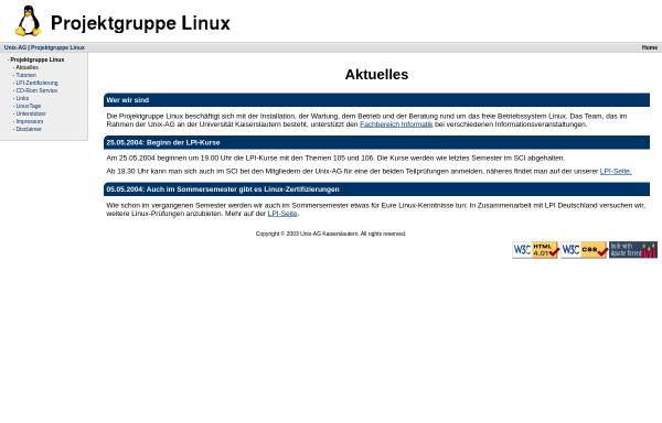 Vorschau von www.unix-ag.uni-kl.de, Kaiserslautern - Projektgruppe Linux Unix-AG, Universität Kaiserslautern
