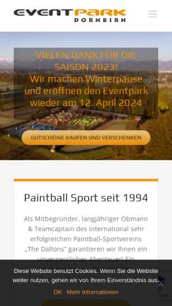 Vorschau der mobilen Webseite www.eventpark.at, Paintball-Event