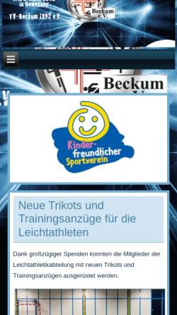 Vorschau der mobilen Webseite www.tv-beckum.de, Turnverein Beckum 1892 e.V.