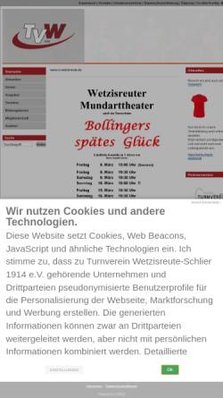 Vorschau der mobilen Webseite www.tv-wetzisreute.de, Turnverein Wetzisreute - Schlier 1914 e.V.