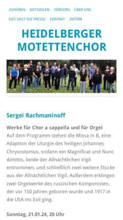 Vorschau der mobilen Webseite www.heidelberger-motettenchor.de, Heidelberger Motettenchor e.V.