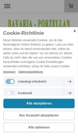 Vorschau der mobilen Webseite www.bavaria-porzellan.de, Bavaria Tuka