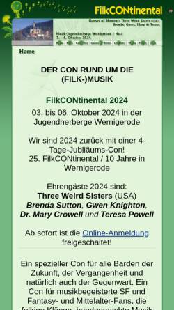 Vorschau der mobilen Webseite www.filkcontinental.de, FilkCONtinental
