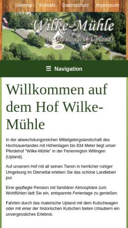Vorschau der mobilen Webseite www.wilke-muehle.de, Wilke Mühle