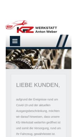 Vorschau der mobilen Webseite www.kfz-weber.de, Kfz-Technik Weber
