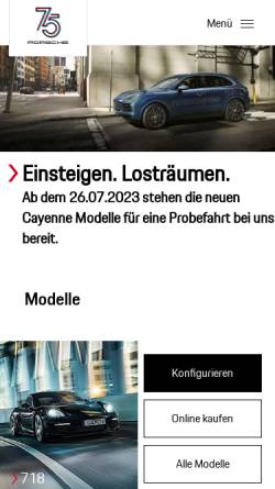 Vorschau der mobilen Webseite www.porsche-koblenz.de, Porsche Zentrum Koblenz