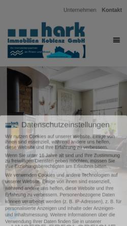 Vorschau der mobilen Webseite www.hark-immo.de, Hark Immobilien Koblenz GmbH