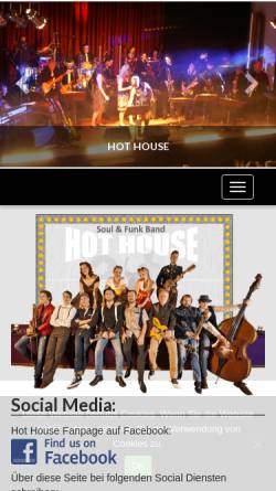 Vorschau der mobilen Webseite www.hot-house-band.de, Hot House
