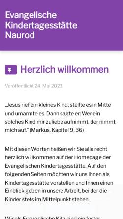 Vorschau der mobilen Webseite kindergarten-naurod.de, Evangelische Kirchengemeinde Naurod