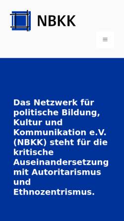 Vorschau der mobilen Webseite www.nbkk.de, Netzwerk für politische Bildung, Kultur und Kommunikation e.V.