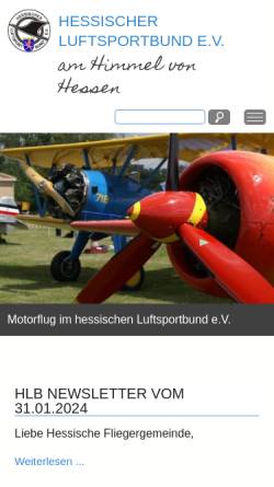 Vorschau der mobilen Webseite www.hlb-info.de, Hessischer Luftsportbund e.V.