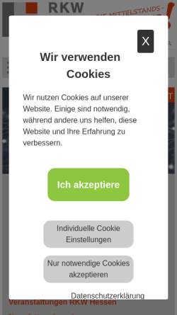 Vorschau der mobilen Webseite www.rkw-hessen.de, Kompetenz für hessische Unternehmen und Kommunen