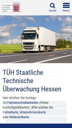 Vorschau der mobilen Webseite www.tueh.de, TÜV Technische Überwachung Hessen GmbH
