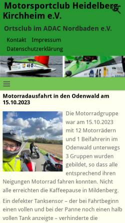 Vorschau der mobilen Webseite www.msc-heidelberg-kirchheim.de, Motorsportclub Heidelberg-Kirchheim e.V.