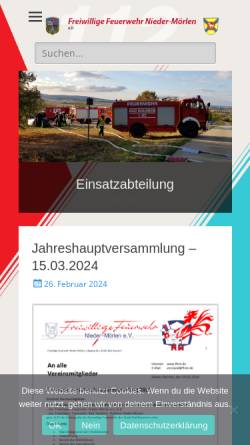 Vorschau der mobilen Webseite ffnm.de, Freiwillige Feuerwehr Nieder-Mörlen