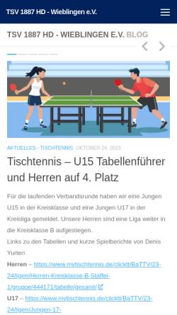 Vorschau der mobilen Webseite www.tsv-wieblingen.de, TSV 1887 Heidelberg - Wieblingen e.V.
