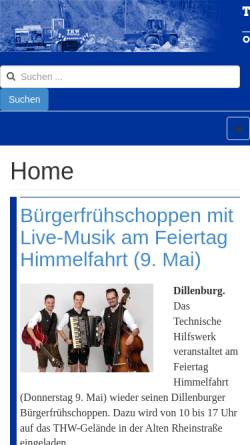 Vorschau der mobilen Webseite www.thw-dillenburg.de, Technisches Hilfswerk THW Dillenburg