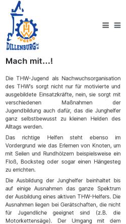 Vorschau der mobilen Webseite www.thw-jugend-dillenburg.de, THW-Jugend Dillenburg