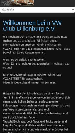 Vorschau der mobilen Webseite www.vw-club-dillenburg.de, VW Club Dillenburg e.V.