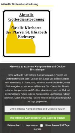 Vorschau der mobilen Webseite www.pastoralverbund-gabriel-werra-meissner.de, Gemeinde St.Elisabeth