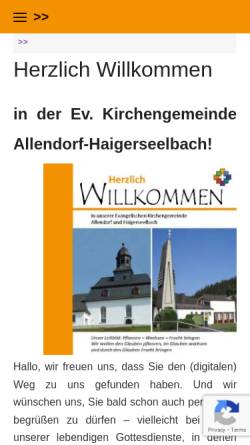 Vorschau der mobilen Webseite ev-kirche-allendorf.de, Evangelische Kirchengemeinde Allendorf