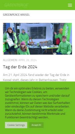 Vorschau der mobilen Webseite greenpeace-kassel.de, Greenpeace Kassel