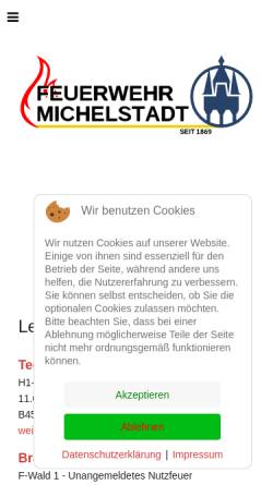 Vorschau der mobilen Webseite www.feuerwehr-michelstadt.de, Feuerwehr Michelstadt