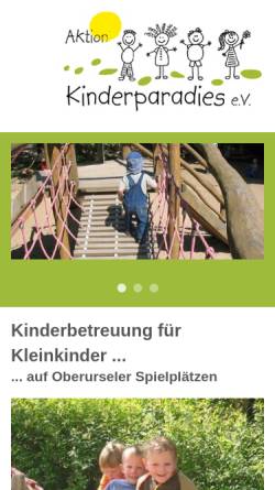 Vorschau der mobilen Webseite www.kinderparadies-oberursel.de, Aktion Kinderparadies e.V.