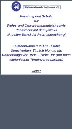 Vorschau der mobilen Webseite www.mieterschutzverein-hochtaunus-ev.de, Mieterschutzverein Hochtaunus e.V.