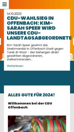 Vorschau der mobilen Webseite www.cdu-offenbach.de, CDU Offenbach am Main