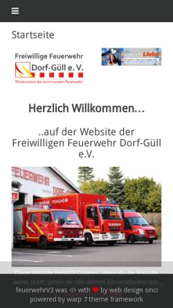 Vorschau der mobilen Webseite www.feuerwehr-dorf-guell.de, Freiwillige Feuerwehr Dorf-Güll e.V.