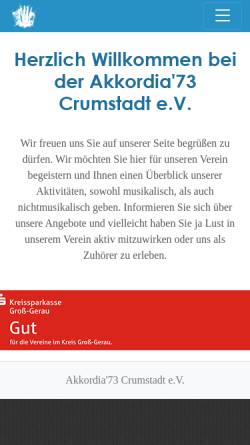 Vorschau der mobilen Webseite akkordia73.de, Akkordia 73 Crumstadt e.V.