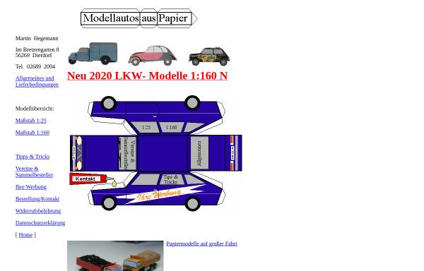 Vorschau von www.papierautos.de, Modellautos aus Papier