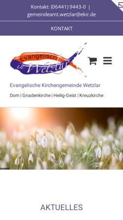 Vorschau der mobilen Webseite www.evangelisch-in-wetzlar.de, Evangelische Kirchengemeinde Wetzlar