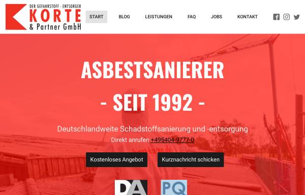 Vorschau von asbest-korte.de, Korte & Partner GmbH