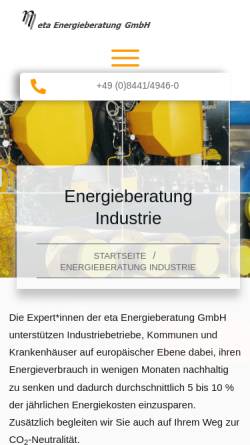 Vorschau der mobilen Webseite www.eta-energieberatung.de, eta Energieberatung GbR