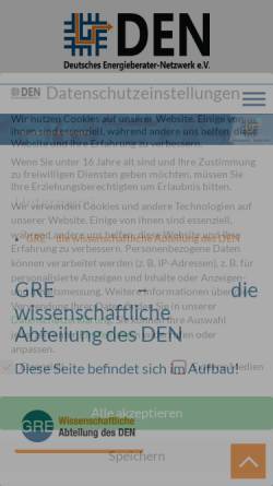 Vorschau der mobilen Webseite www.gre-online.de, Gesellschaft für Rationelle Energieverwendung e.V.