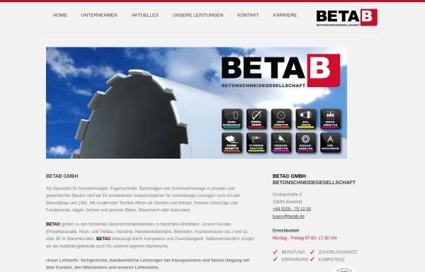 Vorschau von www.betab.de, Betab Betonschneidegesellschaft mbH