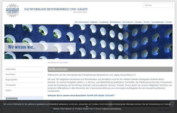 Vorschau von www.fachverband-bohren-saegen.de, Fachverband Betonbohren und -sägen e.V., Deutschland