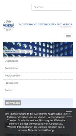 Vorschau der mobilen Webseite www.fachverband-bohren-saegen.de, Fachverband Betonbohren und -sägen e.V., Deutschland