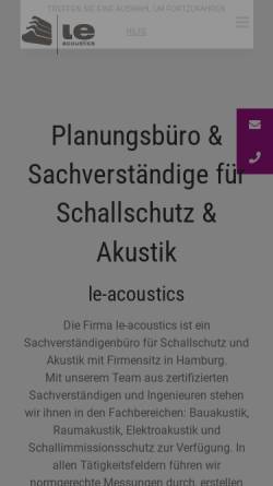 Vorschau der mobilen Webseite www.le-acoustics.com, Le-acoustics - Inh. Leif Ehrlich