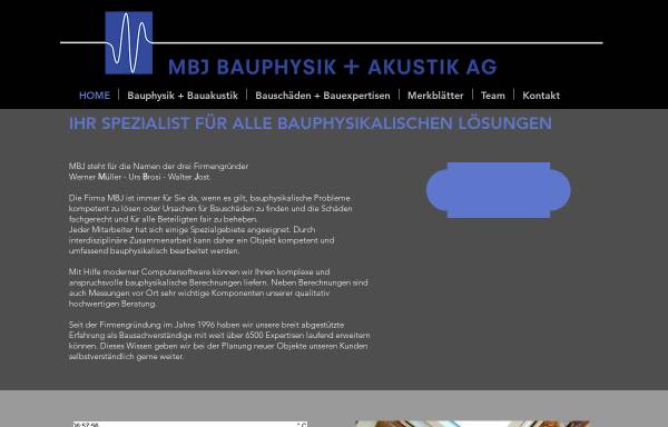 Vorschau von www.mbj.ch, MBJ Bauphysik + Akustik AG