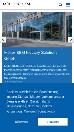 Vorschau der mobilen Webseite www.muellerbbm.de, Müller-BBM GmbH