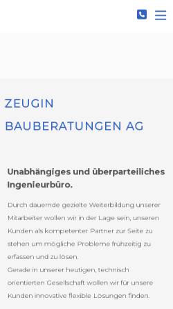 Vorschau der mobilen Webseite www.zeugin.ch, Zeugin Bauberatungen AG
