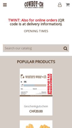 Vorschau der mobilen Webseite www.western-wear.ch, Western-Wear, Menzi