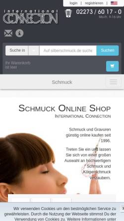 Vorschau der mobilen Webseite www.silberschmuck.de, International Connection Sims GmbH