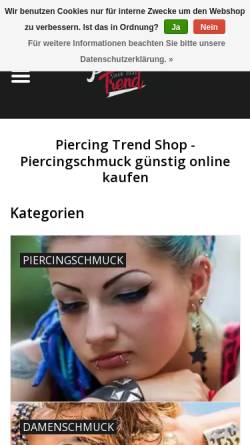 Vorschau der mobilen Webseite www.piercing-trend.com, Piercing Shop - Xtrend e.U